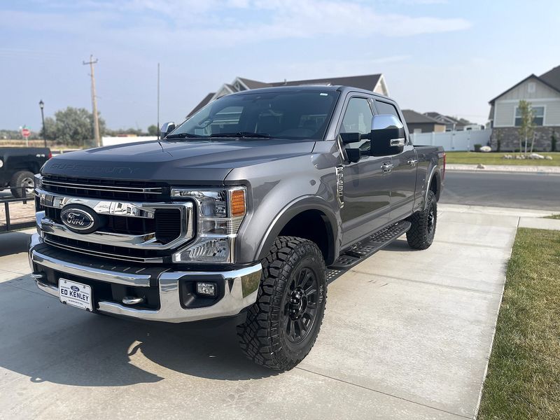 Gray 2021 Ford F-250 Super Duty Tremor on black off-road wheels